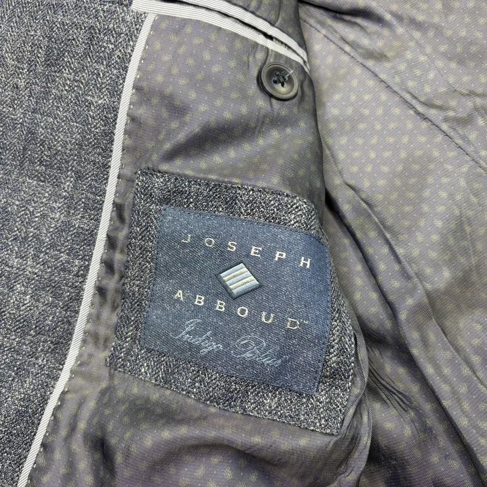 Joseph Abboud Indigo Blue E.THOMAS Wool Silk Linen Chambray Blue Blazer Mens 40R